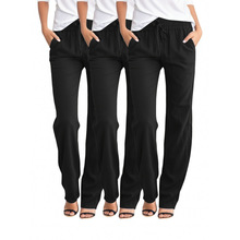 L 18648 Linen Drawstring Wide-leg Pants ����������ȿ�����ͨ