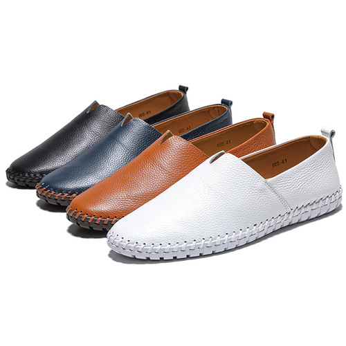 Cross-border large size men's casual shoes slip-on toe-grain cowhide lazy shoes leather shoes 48 yards 49 yards 50 yards