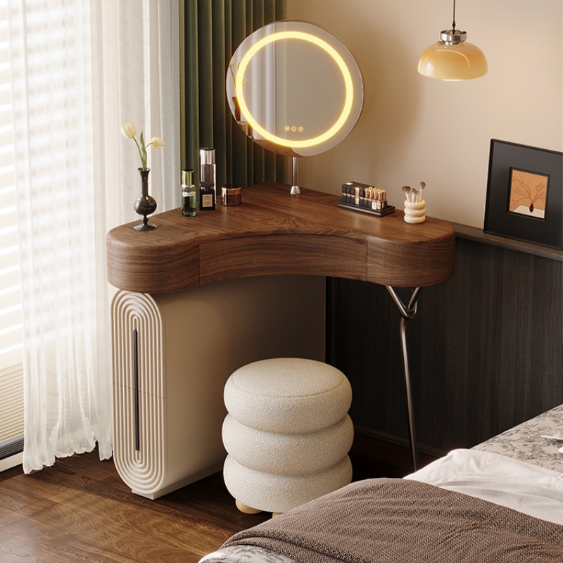 Menglu Mid-Century Style Corner Dressing Table Bedroom Corner Small Apartment Triangle Corner Dressing Table 2025 New Style
