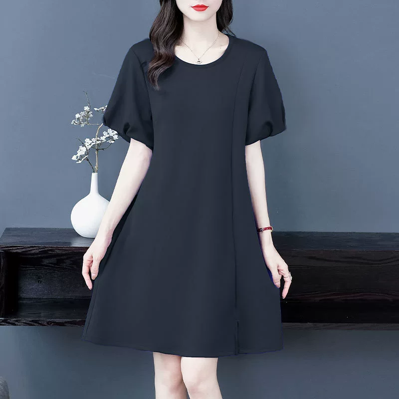 Французская темпераментная мама Высококачественное летнее приталенное модное платье с короткими рукавами и узкой талией для полных девушек, одежда больших размеров для женщин среднего возраста