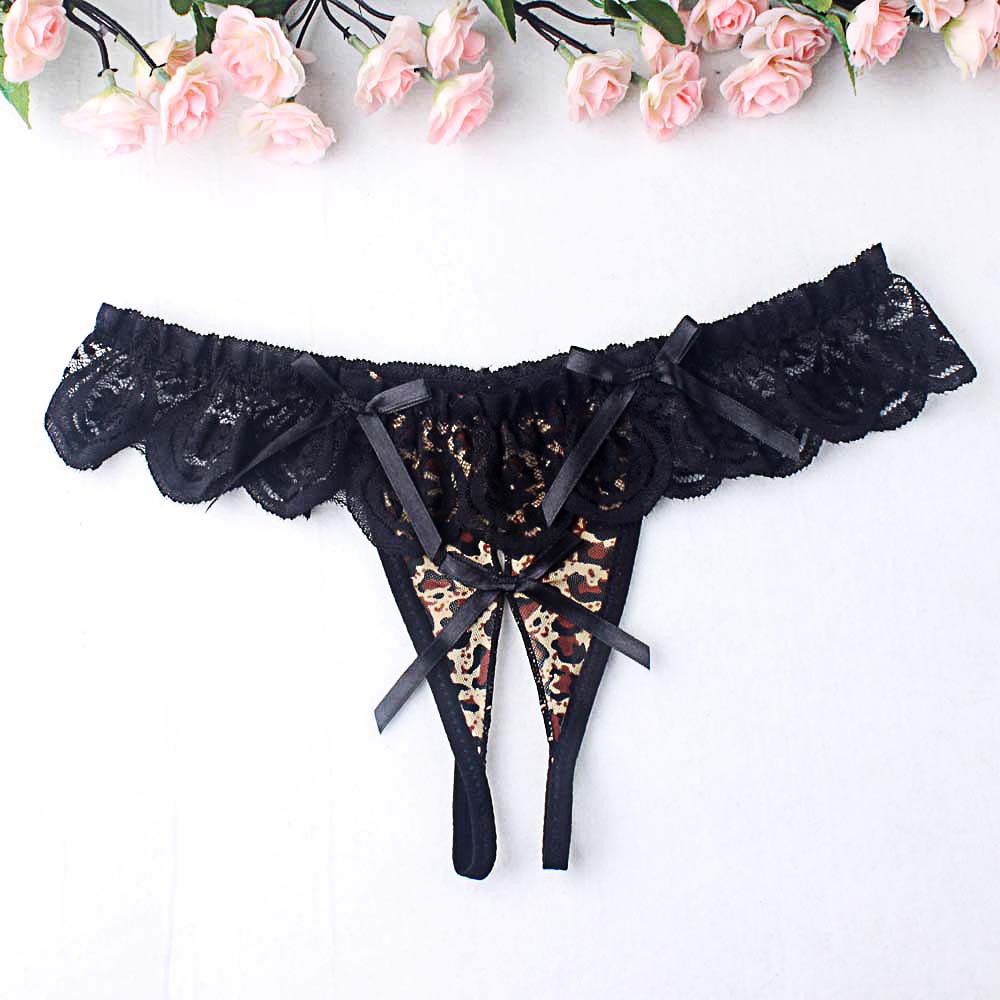 Pantalones íntimas de encaje femeninas, arco de cintura baja, hueco abierto, fugas, ppp, triangles transparentes, thongs