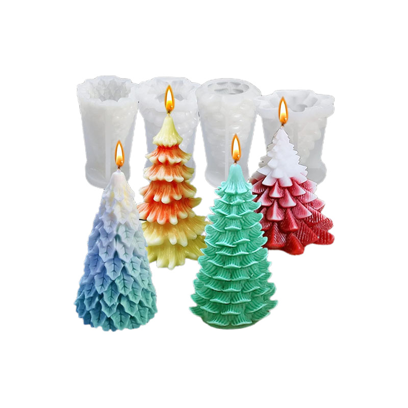 Molde de silicona de vela de árbol de Navidad molde de Yeso de incienso molde manual DIY molde de silicona de árbol de Navidad molde tridimensional image 5