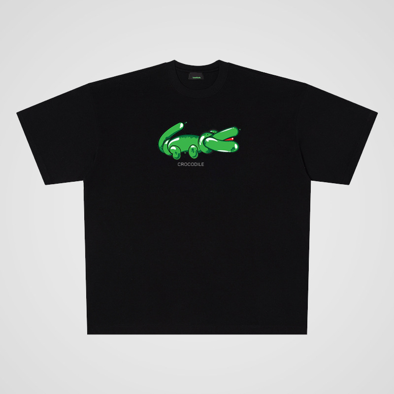 250g heavyweight cotton cartoon cartoon balloon crocodile street casual oversize large board short sleeve T-shirt