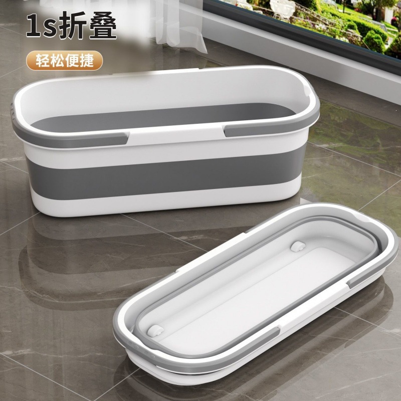 拖把桶长方形加厚加大可折叠手提塑料水桶家用免手洗拖把拖布桶