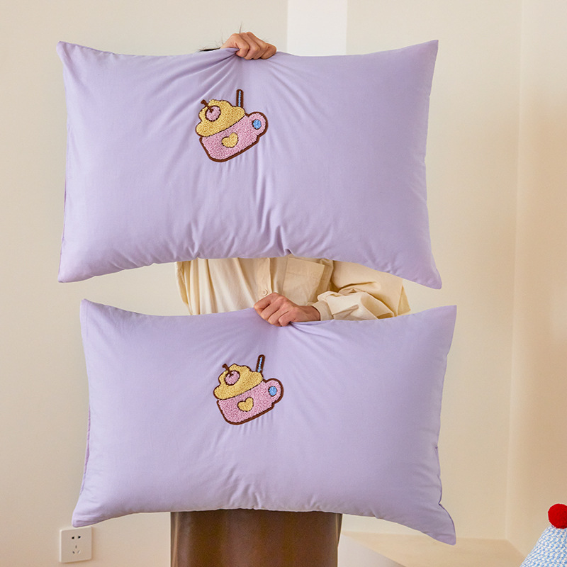 Un par de fundas de almohada bordadas con toalla de algodón ins 48x74 funda de almohada grande para adultos de algodón simple funda de núcleo de almohada para estudiantes