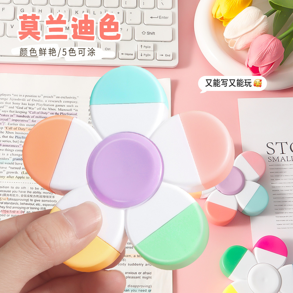 Dedo punta giroscopio mini resaltador colorido graffiti pluma estudiante descompresión interesante papelería resaltador conjunto