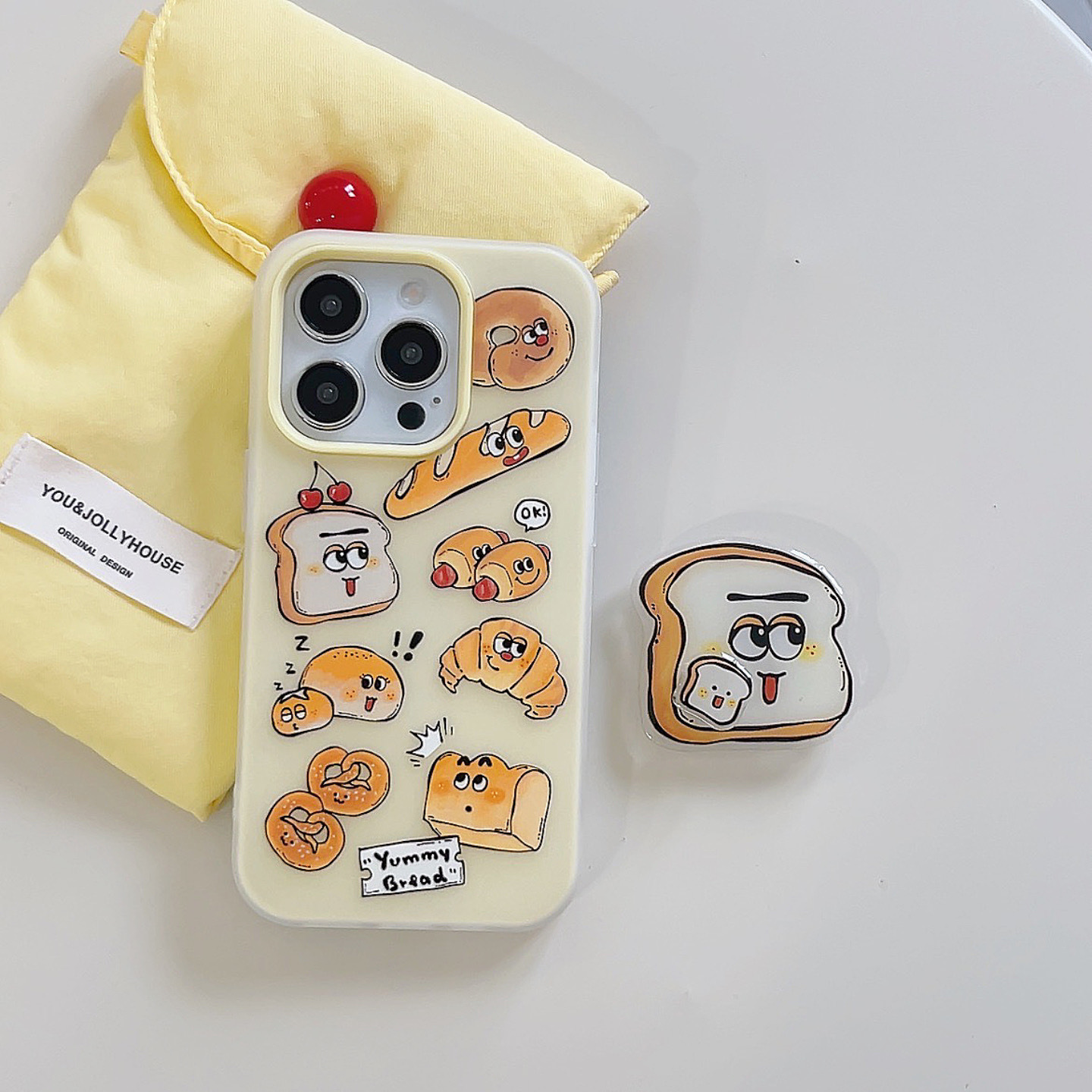 Enemoji de pan de dibujos animados lindo adecuado para Apple 16ProMax funda para teléfono móvil 15Pro creativo 14/13 femenino 16