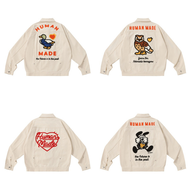 In Stock, Export Goods 2025 New Human Embroidered Couple Jackets, Autumn and Winter Retro Cute Jackets
