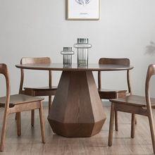 北歐圓形餐桌椅組合岩板台面別墅桌子現代圓餐桌家用簡約實木圓桌