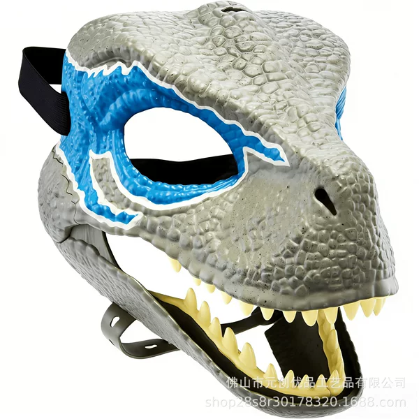 Jurassic Dinosaur Mask Halloween Cosplay Velociraptor Tyrannosaurus Movable Mouth Latex Headgear Funny Half-Face
