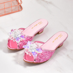 Children's 3 Slip-on Shoes 2024 New Model 4 Soft Heel High Heels Korean Style 5 Children's Crystal Shoes 6 Toe-Show Sandals