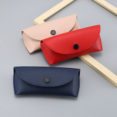 Factory Wholesale New Sunglasses Box, Sunglasses, Lychee Pattern Black Button Leather Box Soft Bag Portable Durable Sunglasses Case