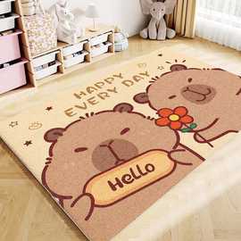 卡皮巴拉仿羊绒地毯批发客厅茶几垫卧室床边垫沙发脚垫防滑地垫