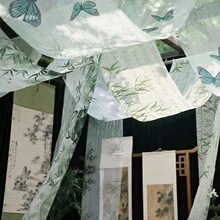 中式茶室禅意半透纱幔天幕挂布民宿酒店氛围感背景布古风背景吊幔