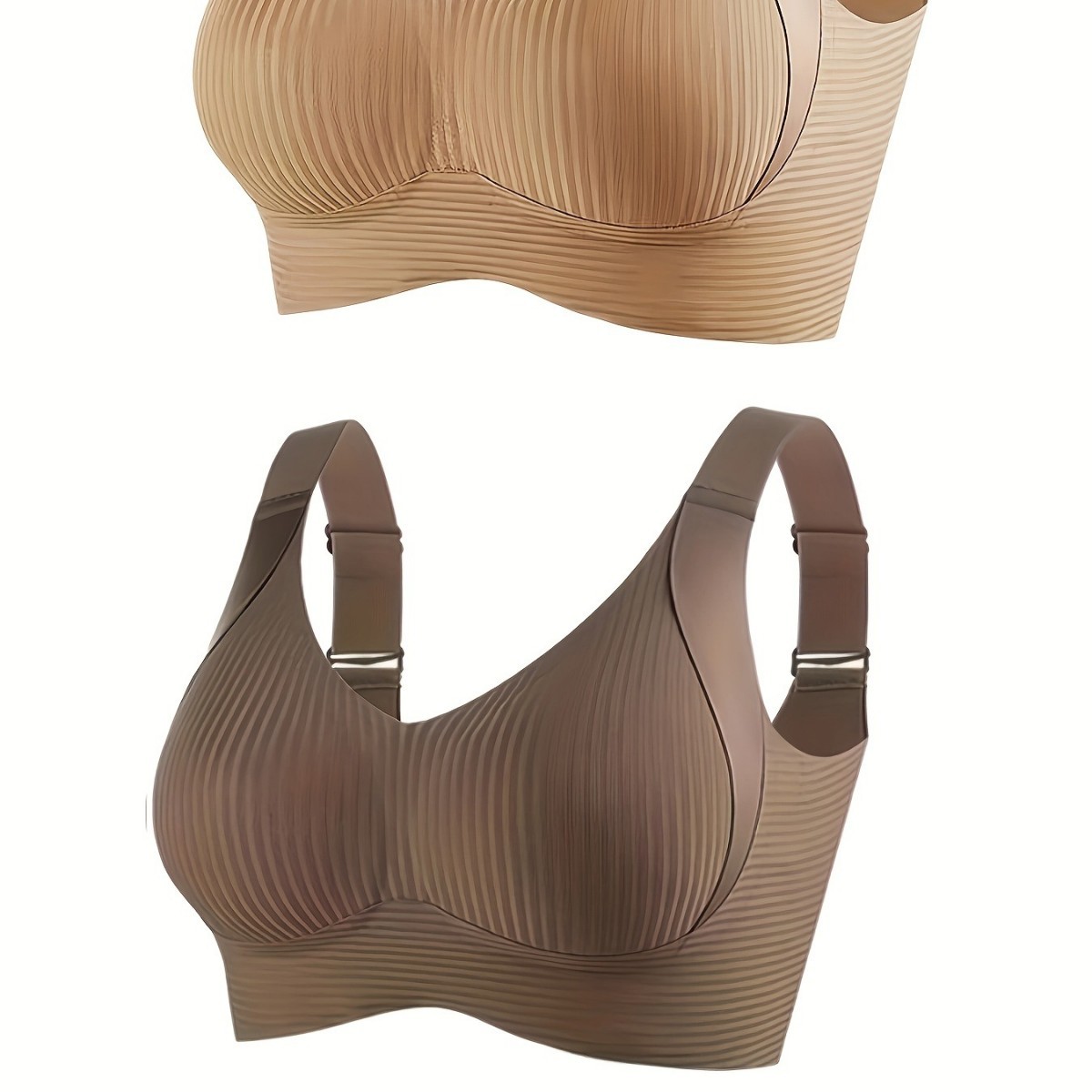 Bra de correa de hombro ajustable sin marca sin anillo de acero para mujeres, almohadilla de pecho fija, suave y cómoda
