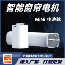涂鸦方案电池款智能窗帘电机内置电池可充电直轨电动窗帘语音控制