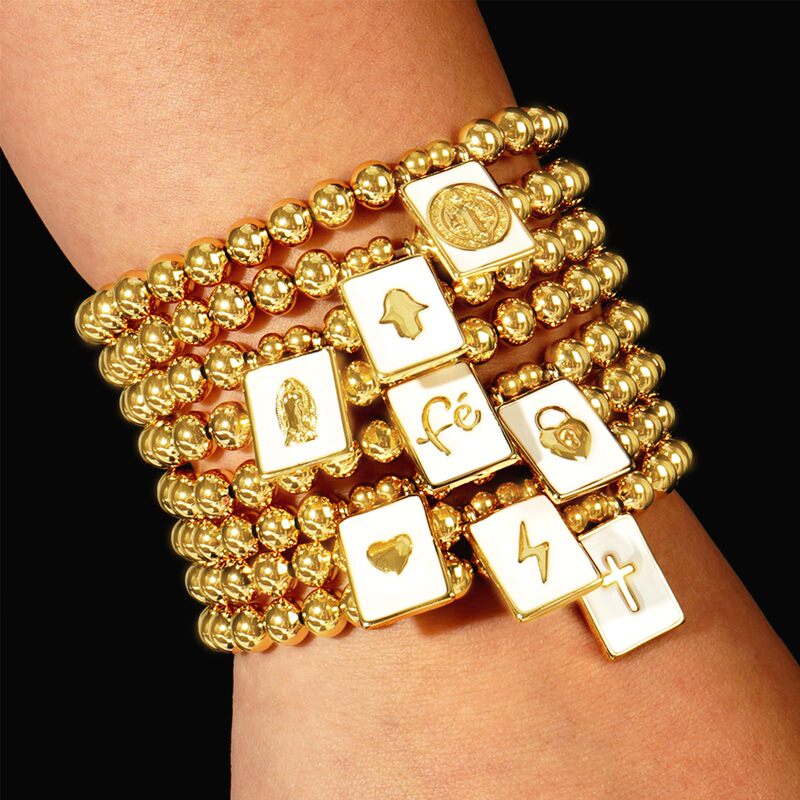 Amazon Cross Heart Hamsa Palm Geometric Square Lightning Mary Pendant Gold Ball Bracelet