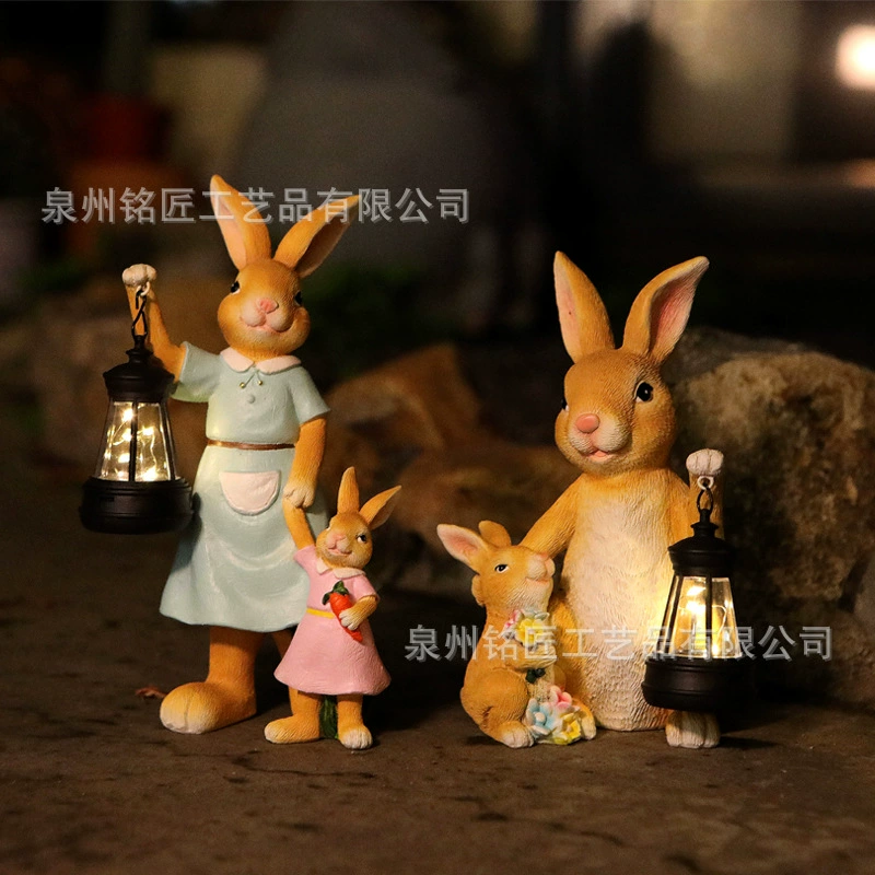 Солнечная люстра, украшения для семьи кроликов, пасторальный стиль, украшение двора, атмосфера, планировка сада, балкон, смола