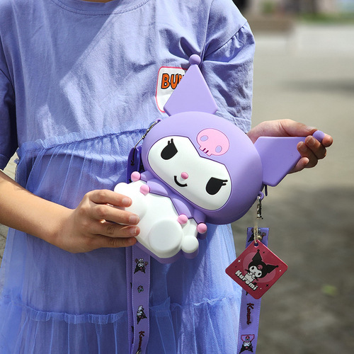 Genuine Kuromi Silicone Bag Cute Girls Melody Sitting Crossbody Bag Children Adult Coin Mobile Phone Bag