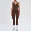 Vest, acrylic trousers, chocolate-brown color