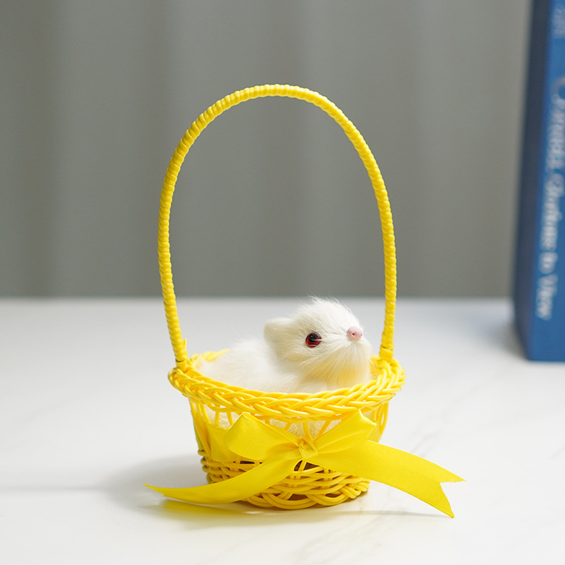 높은 손잡이 바구니 (노란색) + 작은 토끼는 짖지 않습니다
