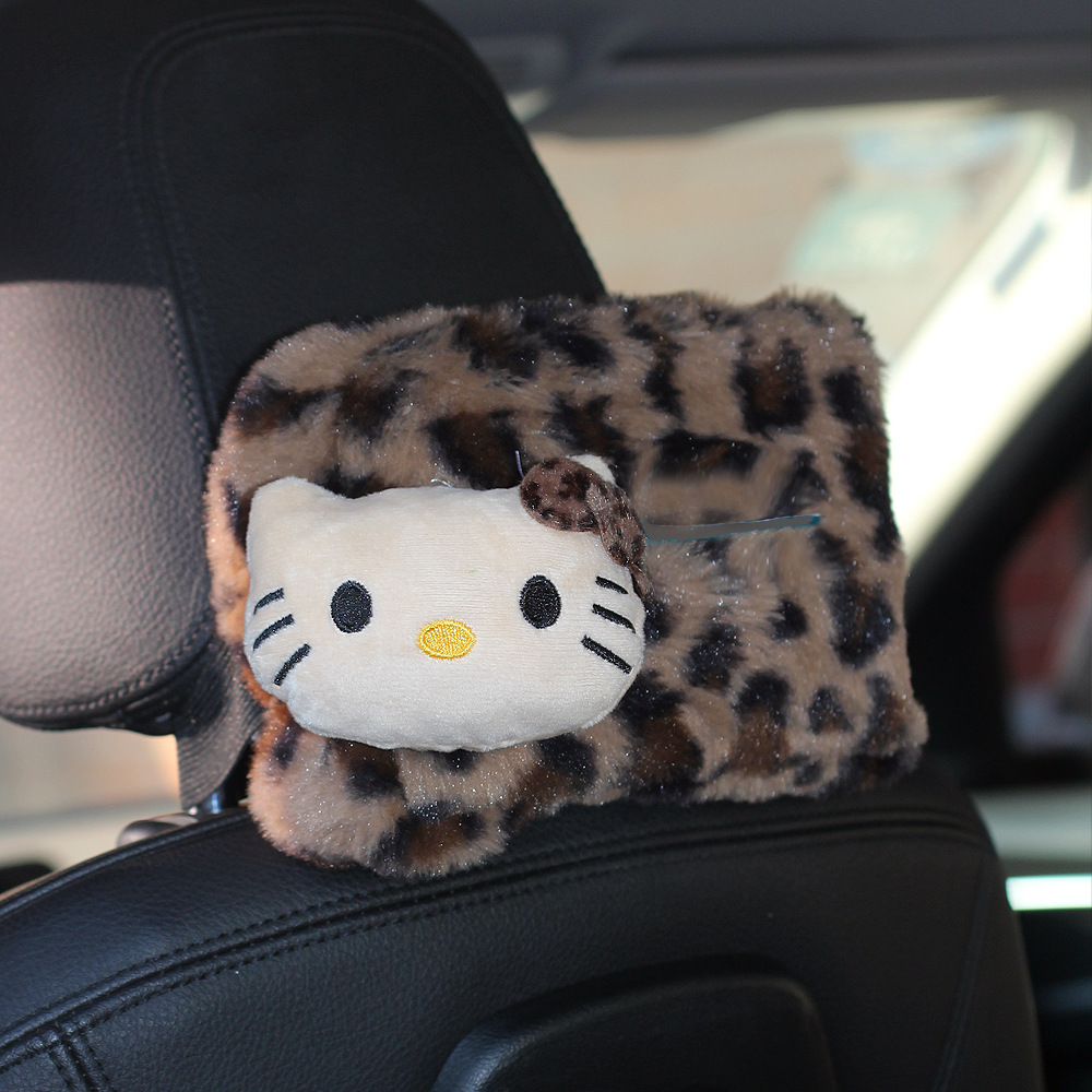 Maillard Leopard Print Hellokitty Plush Car Seat Belt Shoulder Cover Car Interior Decoration Good New Car Gift