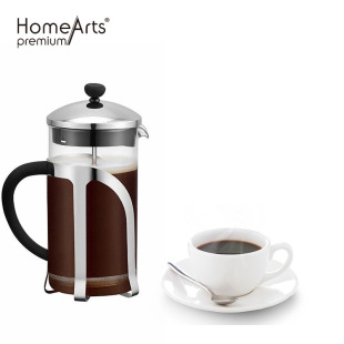 350ML European and American hot sale silver stainless steel classic borosilicate heat-resistant glass pressure pot coffee tea maker