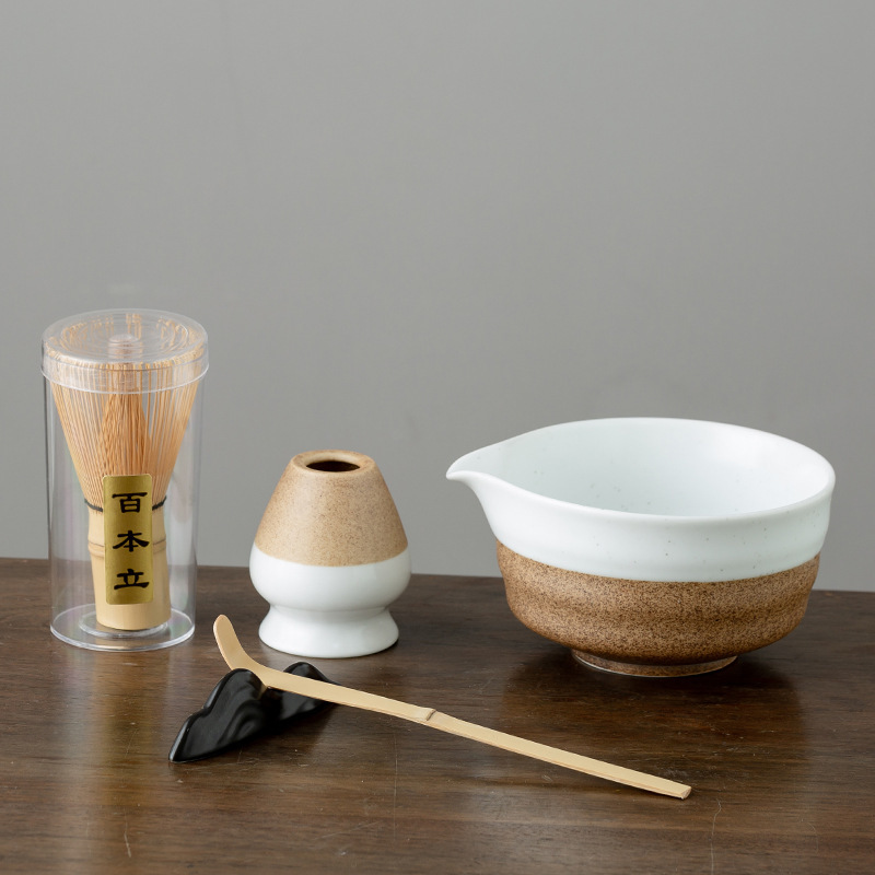 抹茶茶碗は口の窯を持って浅緑の粗い陶の爆発の組み合わせのセットの宋代のお茶の道具の鷹の口の陶磁器の茶器に変わります。|undefined