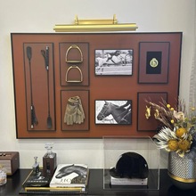 轻奢马术装置画美式立体3D实物画欧式瓷盘挂画球杆高档大气装饰画