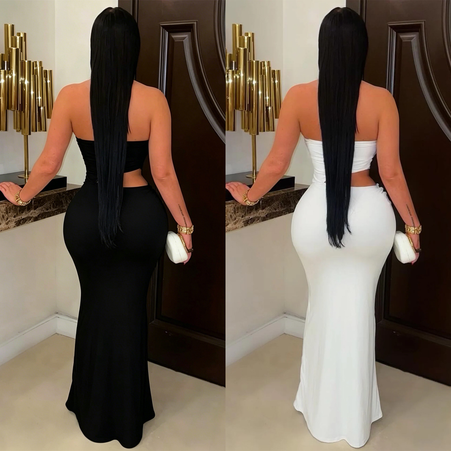 C7696 Aliexpress transfronterizo Amazon Europa y América moda de mujer sexy mochila de pecho vestido de cadera delgada image 3