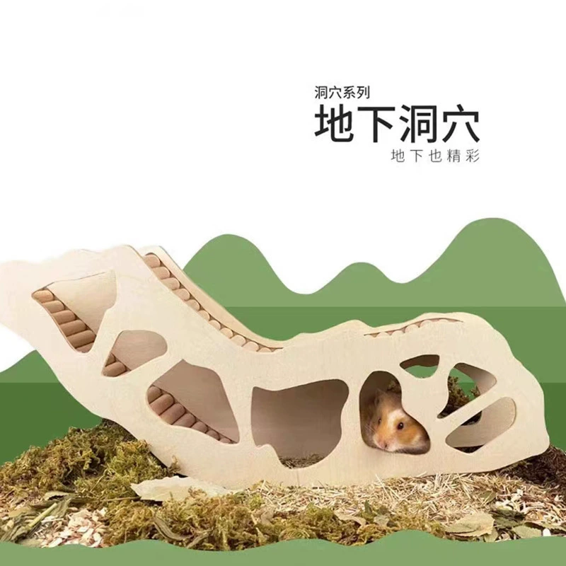 Укрытие для хомяка, туннель, дом, деревянная двухэтажная платформа, игрушка, подземный тоннель с золотым медведем, копательная комната