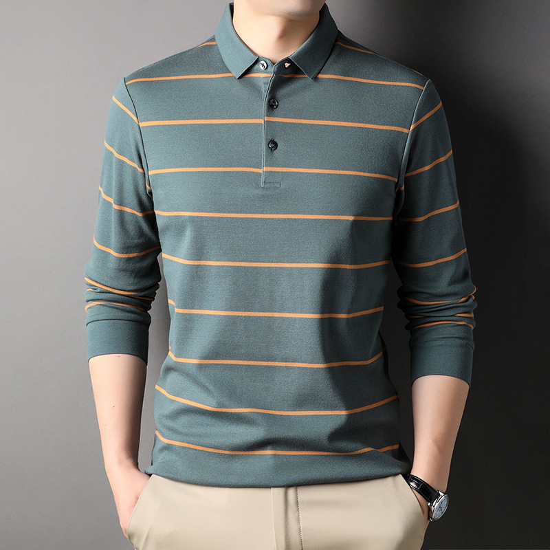 High-End Men's Pure Cotton Long-Sleeved Polo Shirt 2025 Spring & Fall New Style Middle-Aged Dad's Lapel Casual No-Iron T-Shirt High-End Men's Pure Cotton Long-Sleeved Polo Shirt 2025 Spring & Fall New Style Middle-Aged Dad's Lapel Casual No-Iron T-Shirt