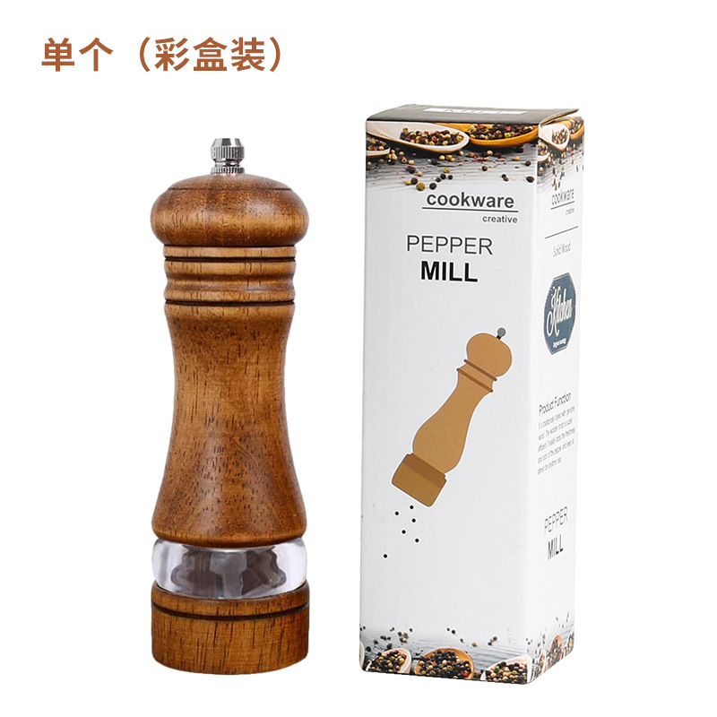 跨境套装6寸研磨器 手动胡椒磨调味罐简约款胡椒磨木质手动|undefined