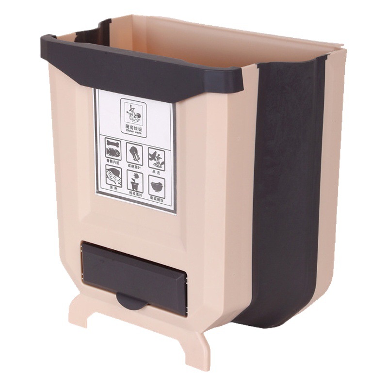 Cocina plegable colgante de pared bote de basura hogar gabinete puerta colgante de almacenamiento de coche cesta de papel clasificación creativa bote de basura