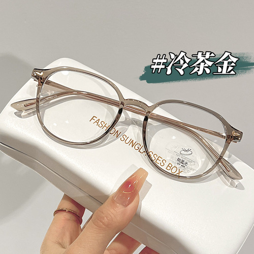 Cold brown glasses wholesale 1443 Internet celebrity Danyang student glasses frame women's anti-blue light flat glasses myopia frames