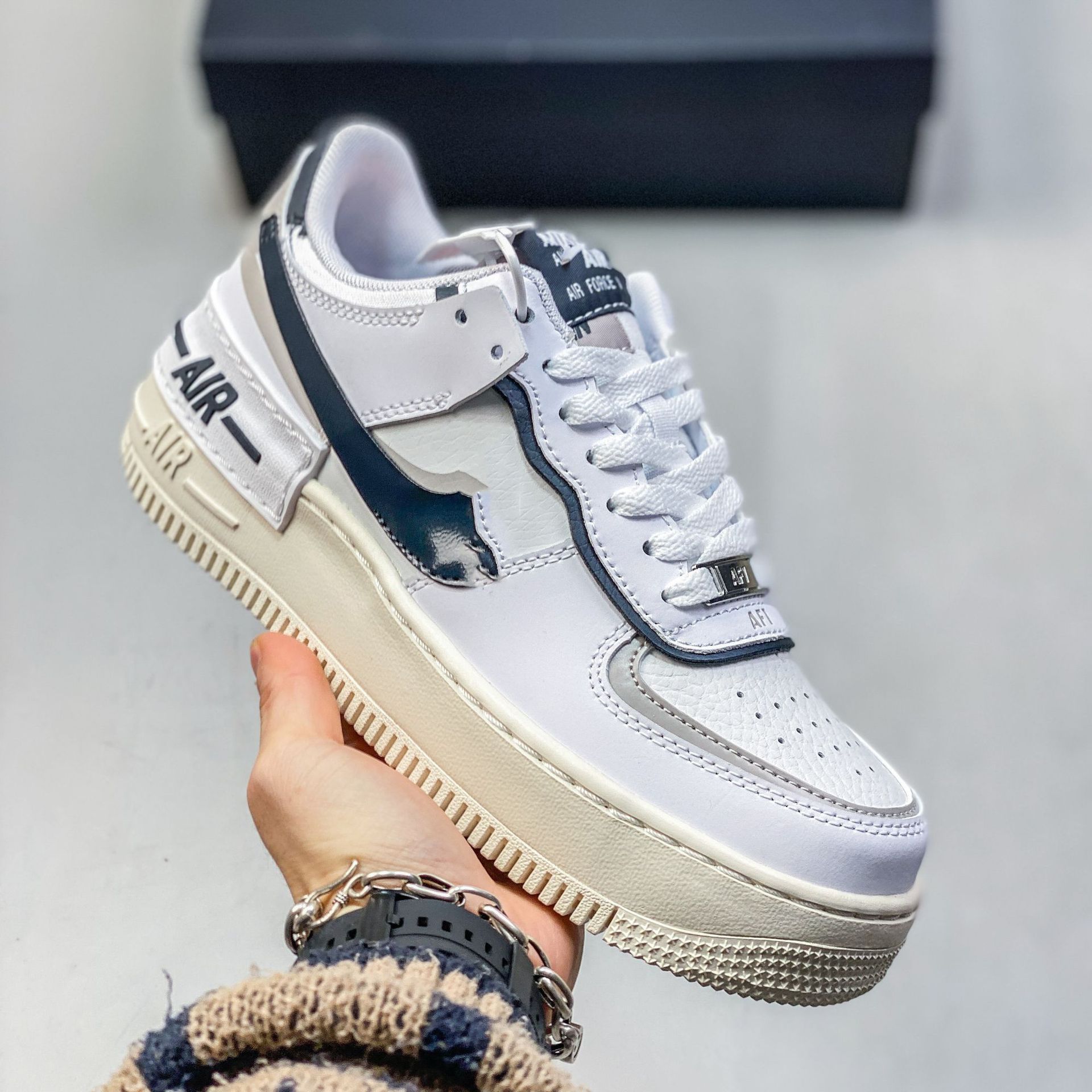 Pure original AF1 Sombra Fuerza Aérea No. 1 macarón deconstruir zapatos de suela gruesa para mujeres zapatos deportivos casuales para estudiantes