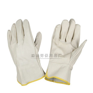 Welding Gloves Labor Protection Short Cowhide Wear-resistant Thickened Leather Protective Top Layer Heat Insulation Welding Gloves Driver Gloves