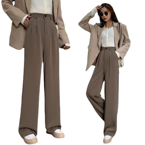 Suit Trousers — High-Waist Loose Straight, Korean Style, Spring–Summer, Sizes S–XXL