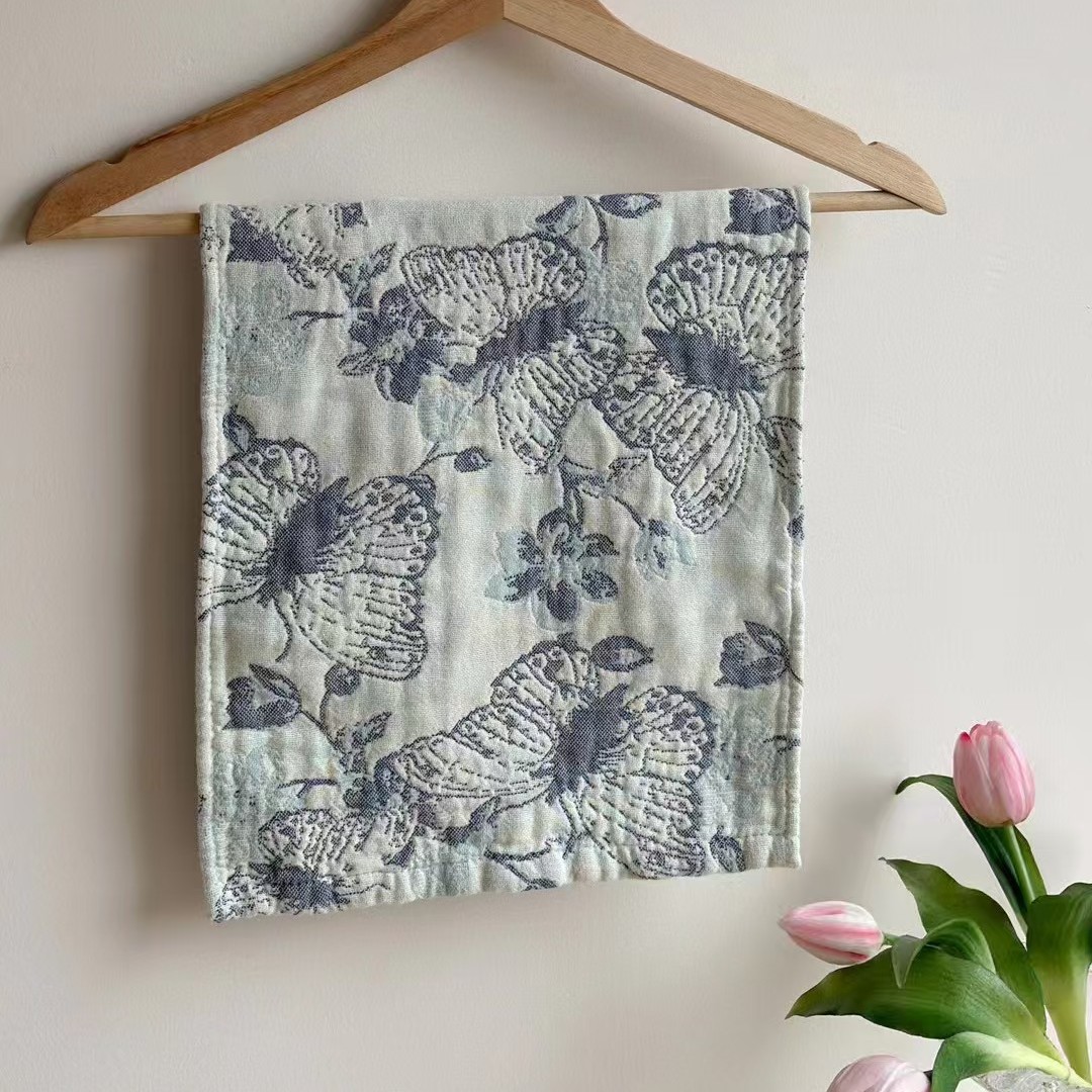 Washed cotton children's towel--butterfly blue / 25*50cm