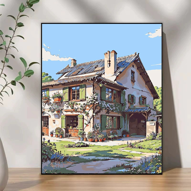 Pintura al óleo digital DIY paisaje floral pintada a mano pintada al óleo pintada decoración de la sala de estar pintada colgante de alta calidad pintura descomprimida image 31
