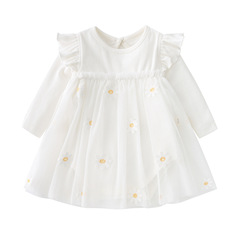 2023 Autumn New Baby Skirt Daisy Gauze Skirt Korean Style Super Cute Princess Skirt Newborn Baby Skirt Dress
