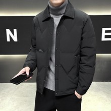 鸭绒羽绒服男士2025冬季新款休闲工装衬衫百搭翻领外套男潮牌帅气