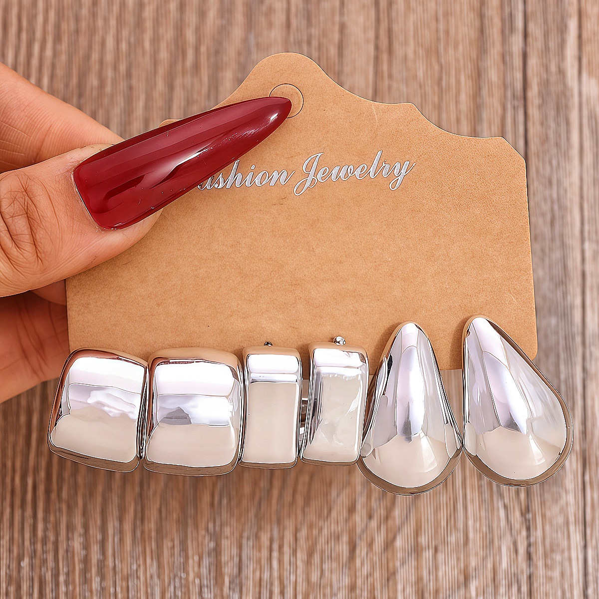 European And American Cross-border Fashion Exaggerated Set For Women, C-shaped Twisted Water Drop 3-piece Set, Wholesale_voghion.com