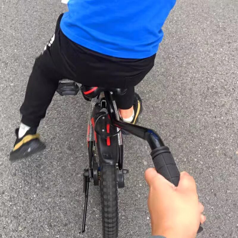 Children's Learning-To-Ride Bicycle Aid: Auxiliary Handlebar, Push Rod, Auxiliary Wheels, and Kickstand for Kids to Learn to Ride a Bike