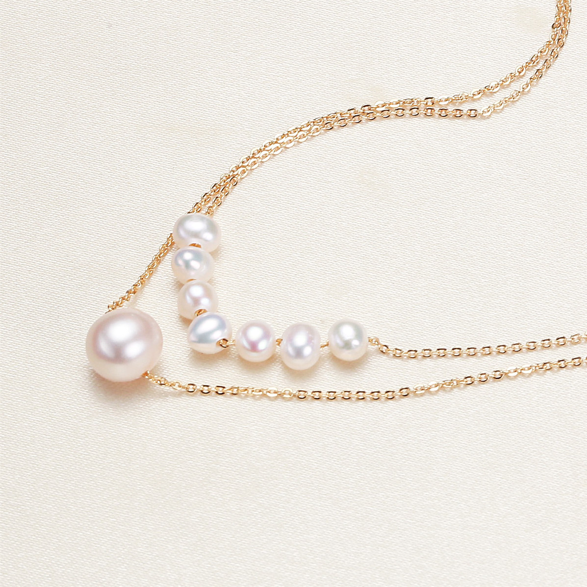 7g Weight Layered Necklaces Classification 1 Piece Quantity 1 Piece Lady Solid Color Beaded Alloy Freshwater Pearl Layered Necklaces