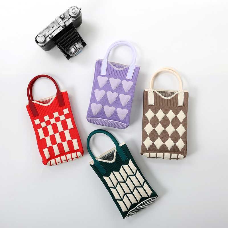2024 Knitted Bag Fly Knitted Bag Tote Bag Korean Style Fashion Shoulder Bag Hand Crossbody Bag Female Student Casual Manufacturer