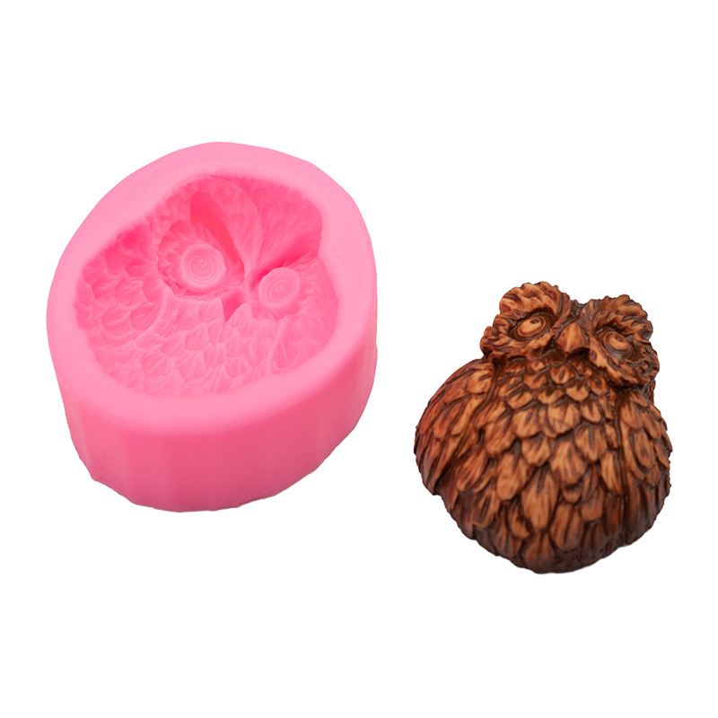 DIY gran búho molde de silicona para hornear chocolate aromaterapia creativa arcilla yeso