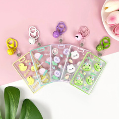 Creative transparent cartoon card holder student school badge nameplate protective cover document holder cartoon embossed slide card holder