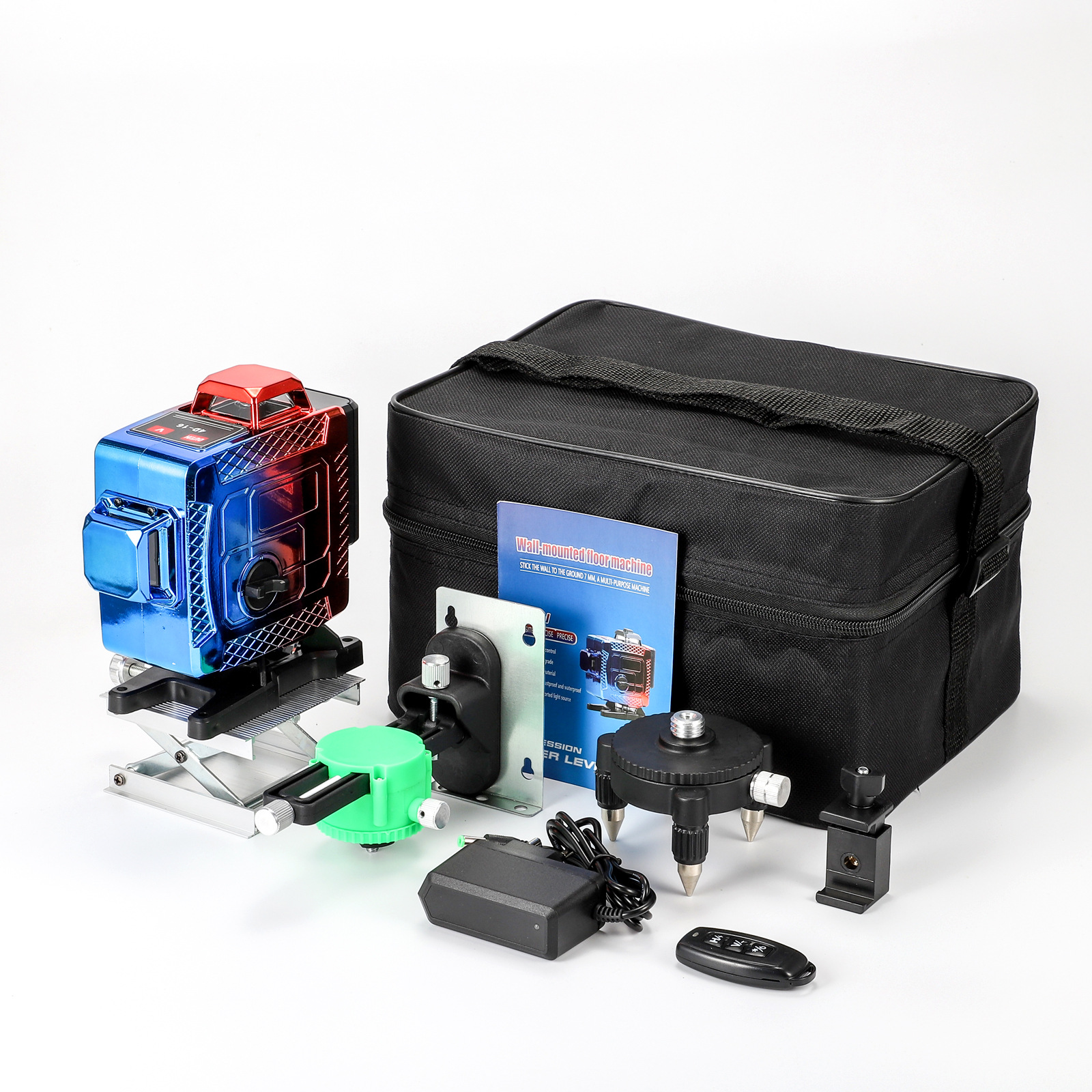 绿光16线4D激光水平仪电镀款高亮自流平高精度贴墙仪贴地仪