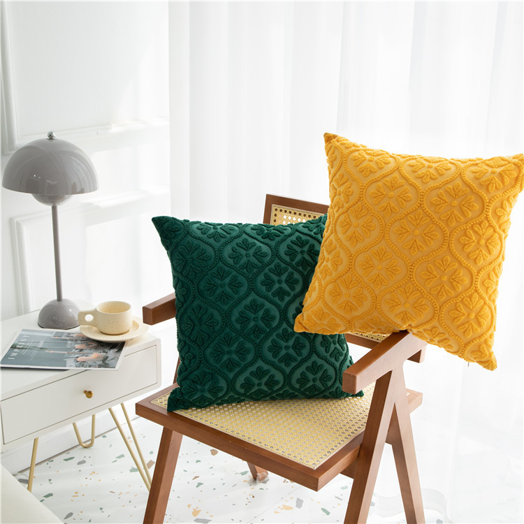 Housse de coussin de chevet brodée en trois dimensions, motif géométrique, motif floral, style européen et américain, décoration pour la maison_voghion.com